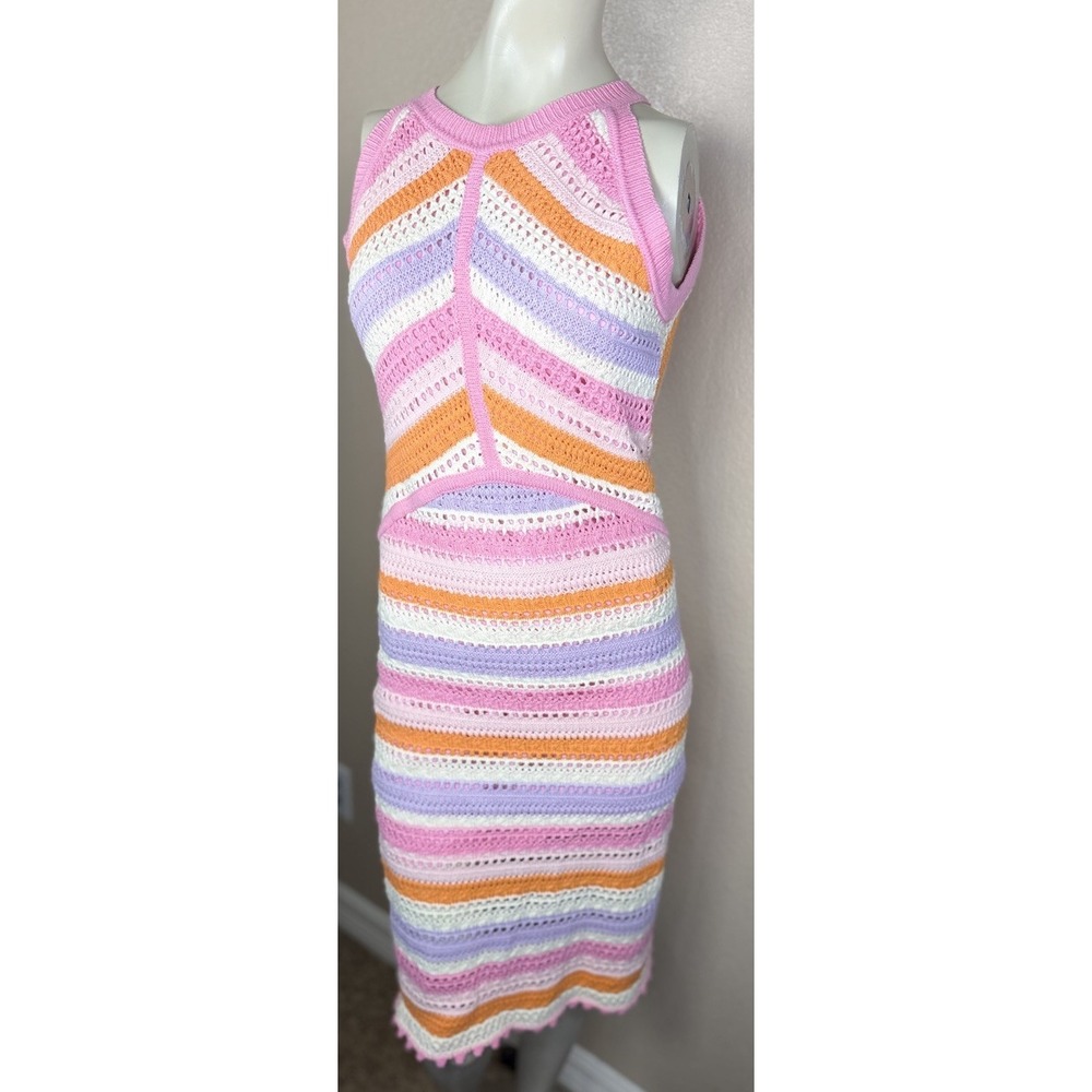 Willow & Wind Women L Crochet Knit Midi Dress Boho Festival Hippie